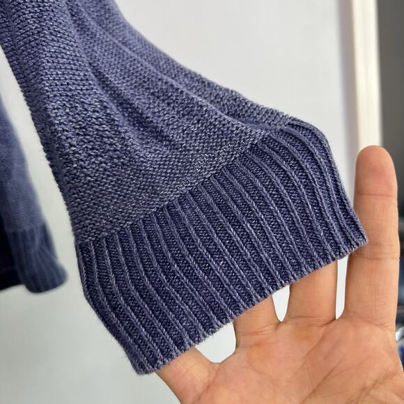 Talbots Womens Linen Knit Cardigan Open Front Sz L Beach Travel Lightweight Blue - Picture 5 of 10